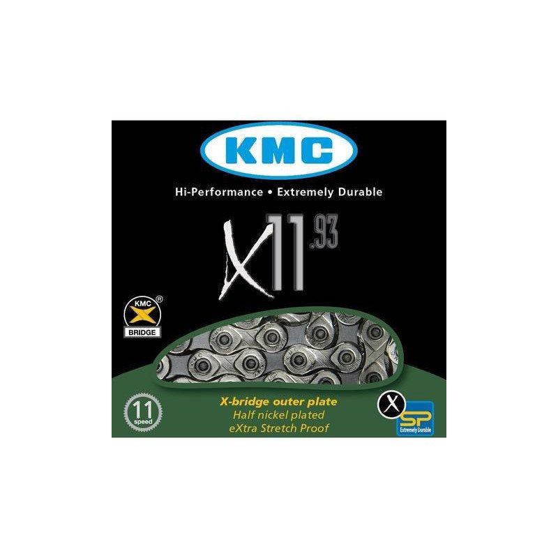 Cadena Bicicleta 11 Vel Kmc X11.93 Silver 118 Eslabon Ed2019